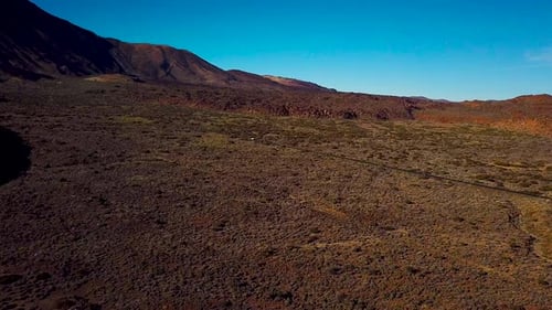 Aerial View of the Teide National Park Flight Over the Mountains and Hardened Lava