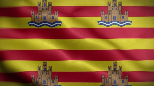 Abstract Waving Flag Background Loop with Castle Symbols