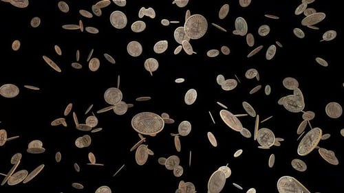 3D Falling Bitcoin Coins Loop Animation