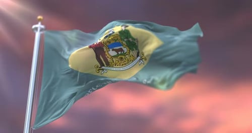 Realistic Delaware State Flag Waving Motion Graphic