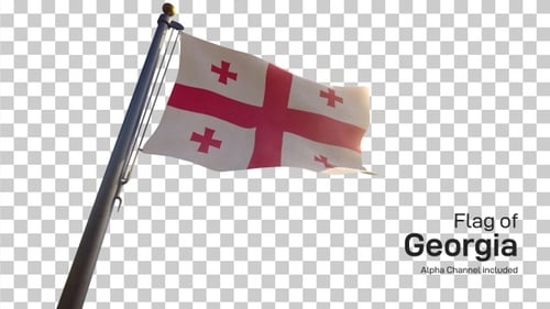 Realistic Georgia National Flag Waving Loop with Alpha Channel