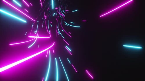 Futuristic Neon Light Streaks Tunnel Journey