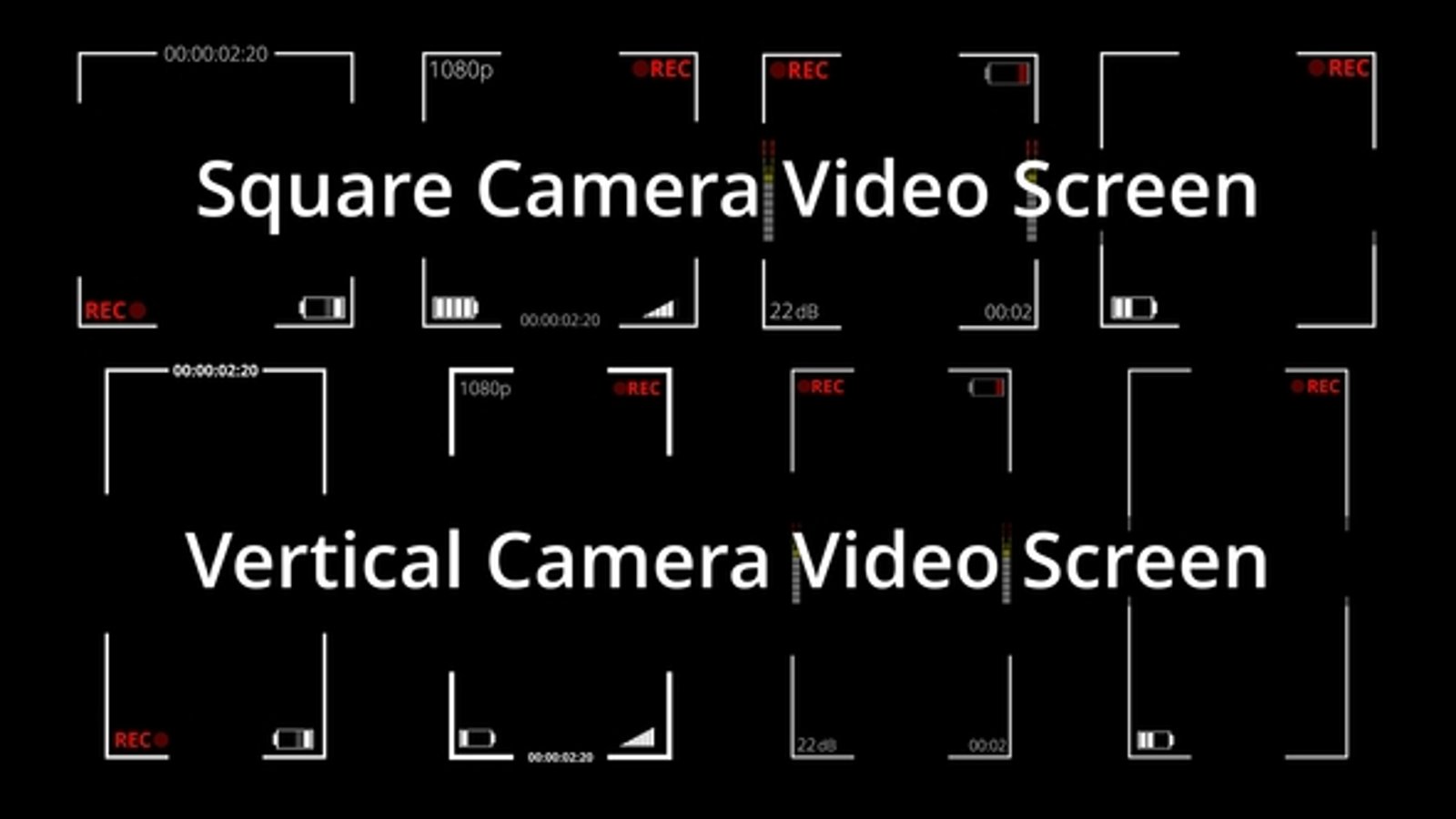 Square and Vertical Video Recording Screen, Elements ft. rec & camera ...
