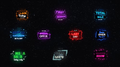 Dynamic Neon Promotional Titles for Sales Offers