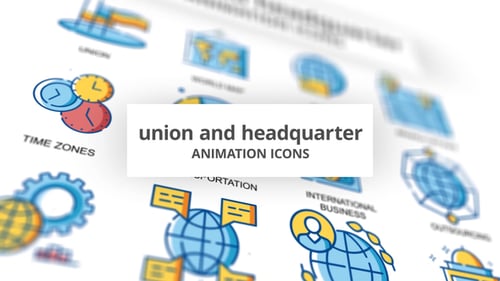 Union & Headquarter - Íconos de animación