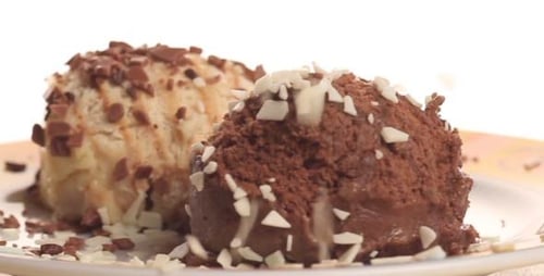 Two Delicious Scoops of Ice Cream on Plate