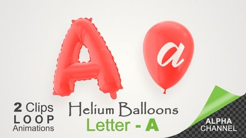 Animated Red Letter A and Lowercase A Balloon Set with Alpha Channel