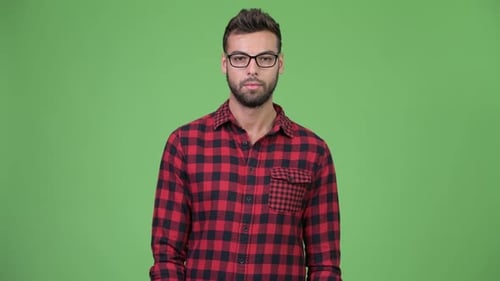 Young Adult Man Smiling Wearing Flannel Shirt