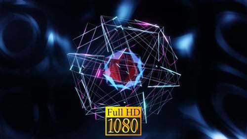 Futuristic Rotating Geometric Plexus Shape with Glowing Lines