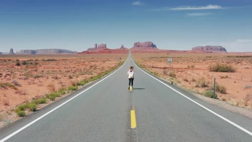 Happy Tourist Excited to See Famous Filming Landmark Cinematic Monument Valley