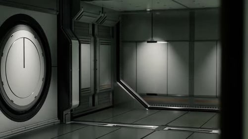 Smooth Cinematic Sci-Fi Door Opening in Space Station