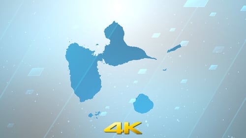 Guadeloupe Map Reveal Animation with Digital Lines Background