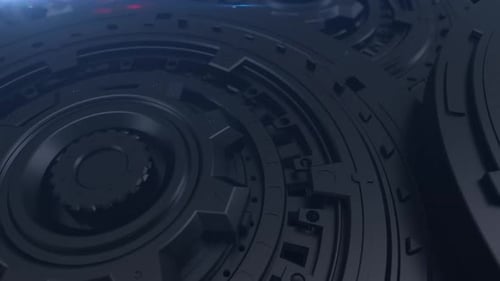 Futuristic Rotating Gear System Logo Reveal