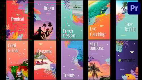 Tropical Stories Slideshow | Premiere Pro MOGRT