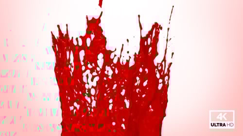 Dynamic Red Liquid Splash with Alpha Channel