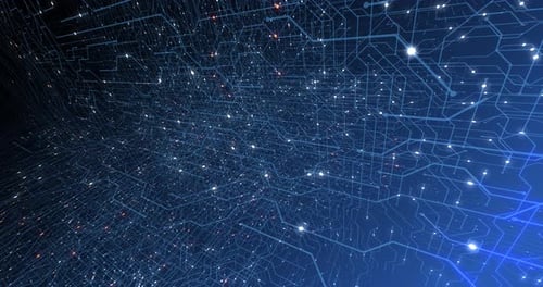 4K seamless loop of print circuit technology cyber and futuristic concept.