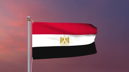 Waving Egyptian Flag on Pole in a Loopable Animation