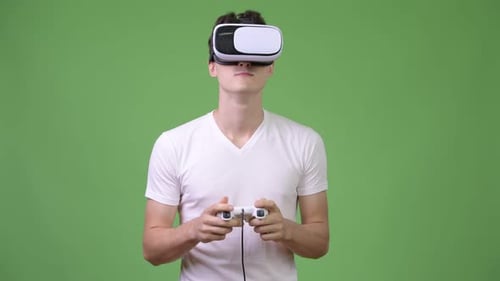 Young Adult Enjoying a VR Gaming Experience