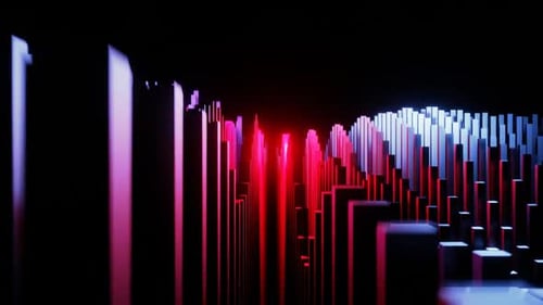 Vibrant Neon Geometric Waves Motion Background