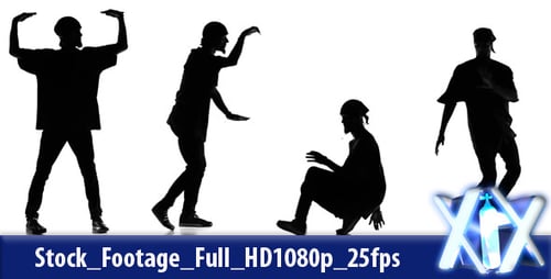 Silhouette of dancer dancing on white background