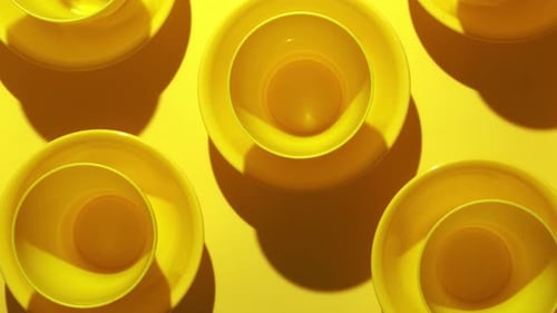 Yellow Bowls and Plates Flat Lay Arrangement