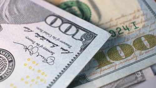 Close Up Detail of One Hundred US Dollars Bills