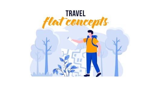 Animated Flat Design Travel and Adventure Concepts
