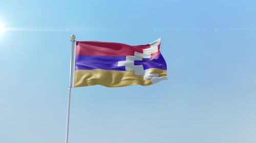 Realistic Nagorno-Karabakh Flag Waving in Clear Sky