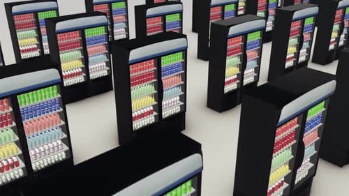 A Lot Of Market Fridge 02 In A Row Hd