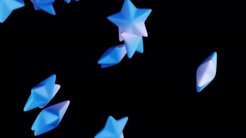 Abstract Falling Blue Stars and Geometric Shapes