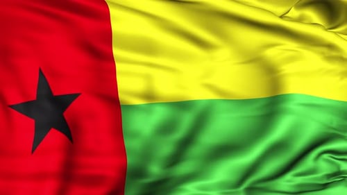 Guinea-Bissau National Flag Waving with Realistic Fabric Movement
