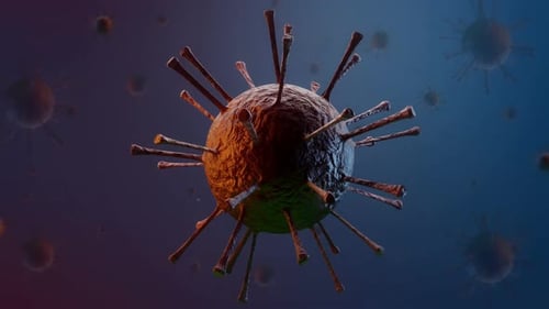 Microscopic 3D Virus Particle Rotating Animation