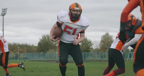 American Football, Football Team in the Game, Training Aggressive Opposition During the Game, the