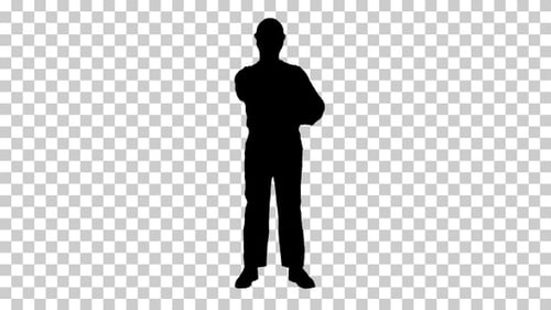 Animated Silhouette of Male Worker Gesturing