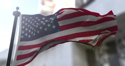 Realistic Waving American Flag Animation in Bright Sunlight