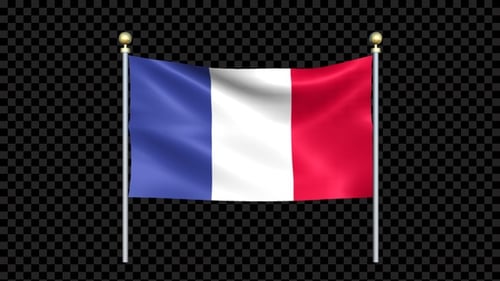 Realistic French Flag Waving Animation on Pole