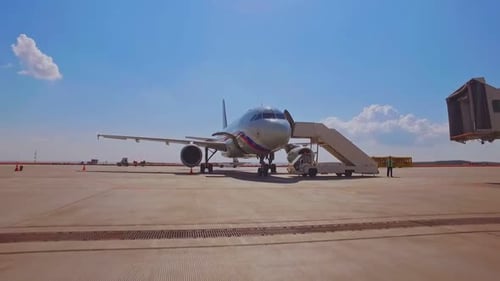 Airport Life Plane in Aerodrome Service and Refueling Steadicam Shot