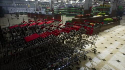 Empty Closed Supermarket Due Covid19 Coronavirus Epidemic