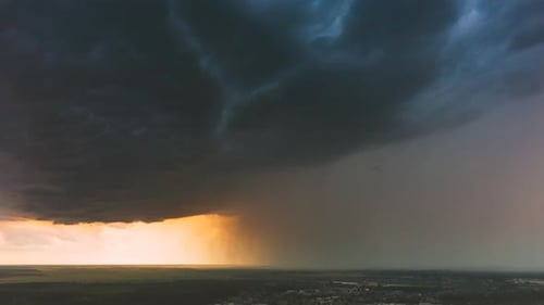 Aerial View Storm Cloudy Rainy Sky
