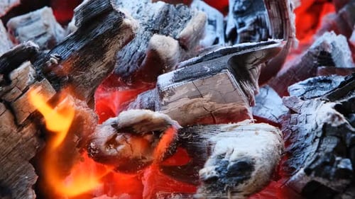 Close Up Shot of Burning Charcoal
