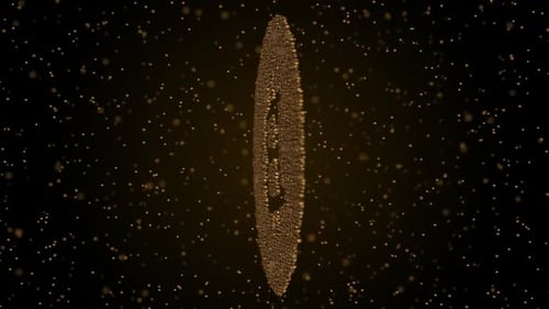 Futuristic Golden Bitcoin Crypto Symbol Particle Animation