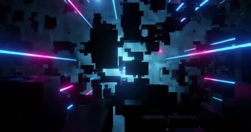 Abstract digital virtual city parallax.