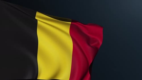 Belgium Flag Waving Loop with Realistic Fabric Texture