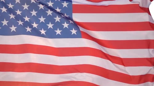 Close Up Of The American Flag Waving