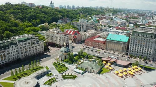 Aerial view of small old european town. Kyiv, Ukraine aerial view of the city. Kiev.