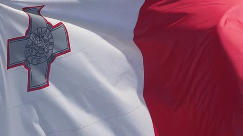Close Up of the Malta Flag Waving
