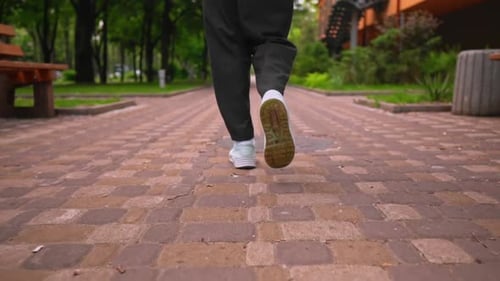 b Roll Male Walks in Town Summer Season