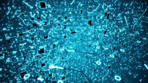 Massive Blue Circuitry Grid Structure Orbiting Loop