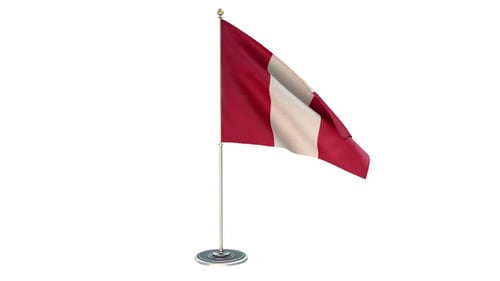 Peruvian National Flag Waving Gently on a Flagpole
