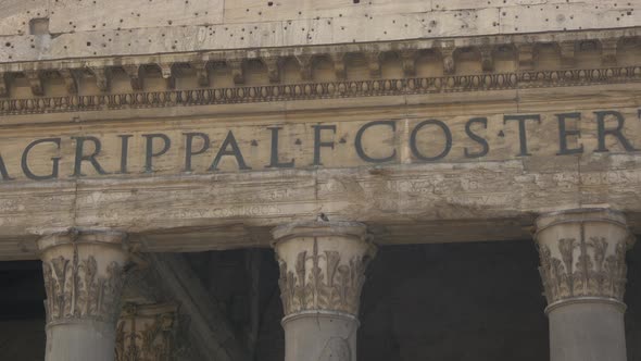 The Latin inscription on the Pantheon in Rome, Buildings Stock Footage ...